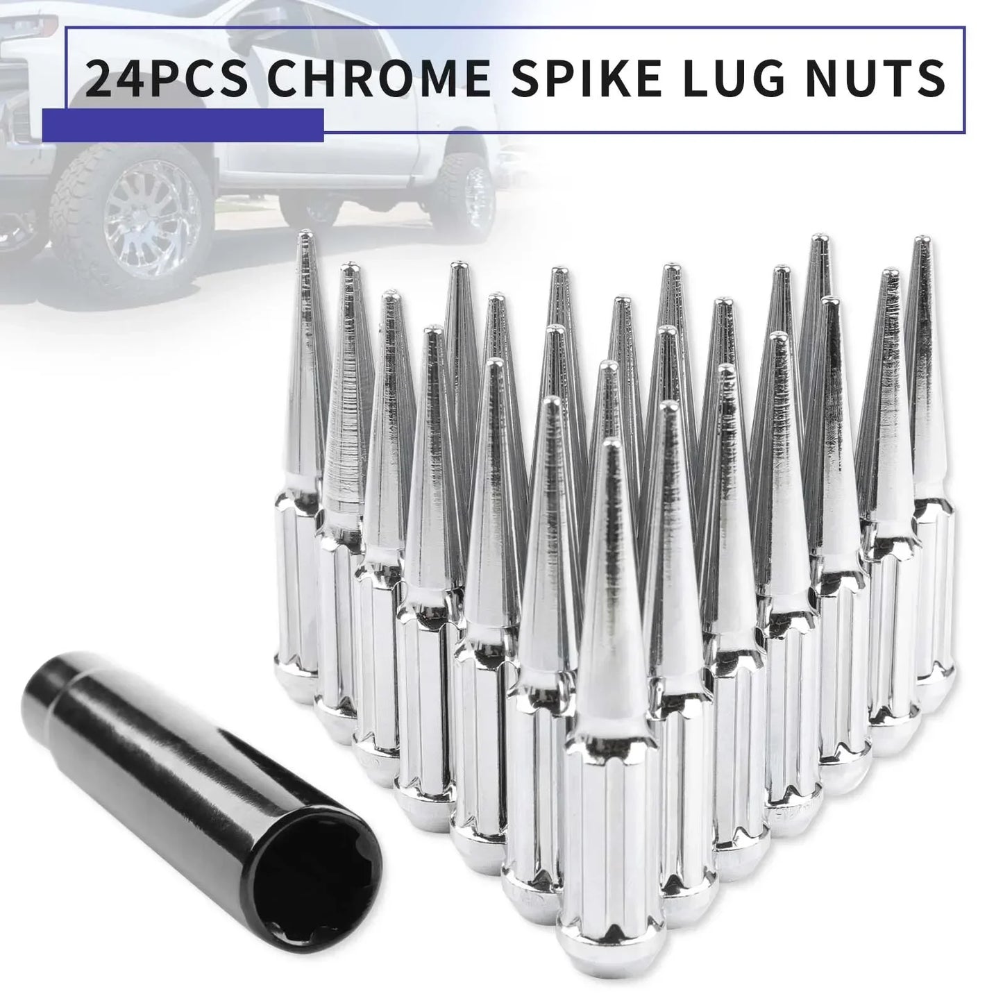 RigWorks 24-Piece Forged Spike Lug Nut Kit (M14x1.5)