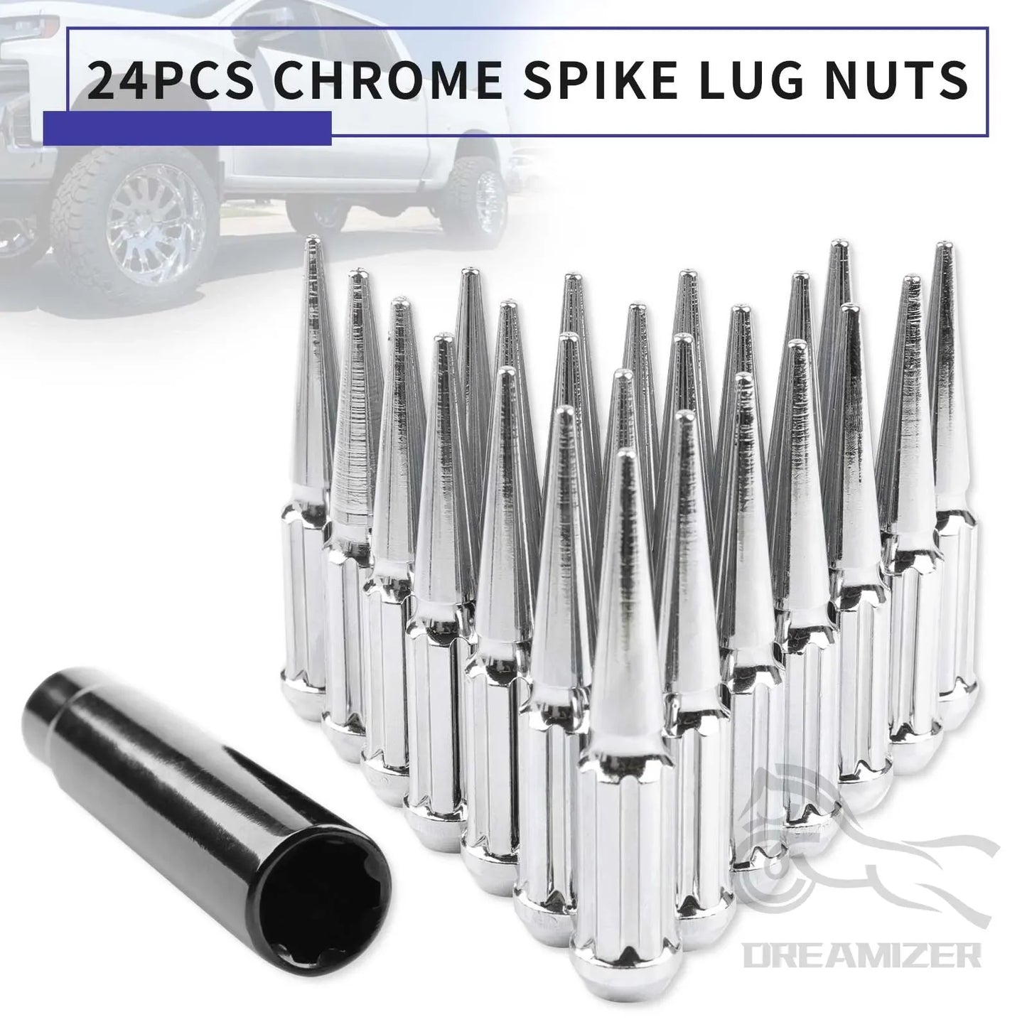 RigWorks 24-Piece Forged Spike Lug Nut Kit (M14x1.5)