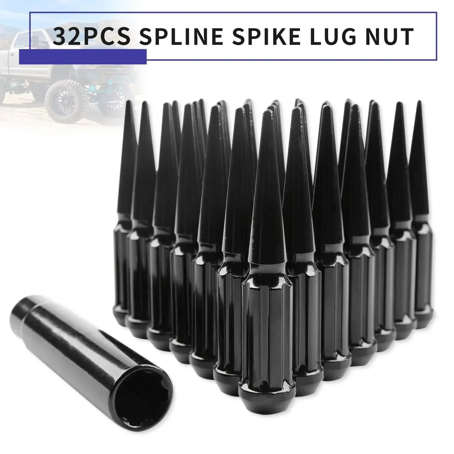 RigWorks 24-Piece Forged Spike Lug Nut Kit (M14x1.5)
